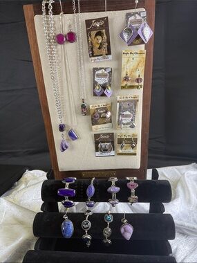 Purple Stone Necklace and Bracelet Set